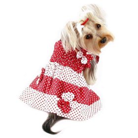 Red & White Polka Dots Sundress with Contrasting Flowers - L
