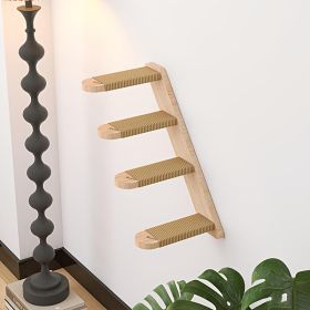 Four-layer Wooden Cat Climbing Frame With Sisal Rope Wall-mounted Multi-layer Cat Play Structure