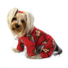 Silly Monkey Fleece Turtleneck Pajamas - Burgundy - XL