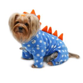 Polka Dots DINO Fleece Hooded Bodysuit/Pajamas - XS