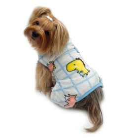 Ultra Plush Colorful Dinosaurs Front Sleeveless Pajamas - S