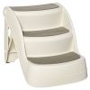 Portable Pet Stairs Foldable Steps for Small Dogs and Cats 3-Step with Non-slip Treads for Beds Sofas, Cream