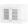 Dog Crate Furniture with 360�� Rotatable Removable Dog Bowls, Two Doors, for Medium Dogs, 31.5" x 24" x 25", White