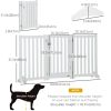 31.5"H Foldable Dog Gate with Door, 3 Panels Freestanding Pet Gate Barriers Indoor with Support Feet, Puppy Fence for Small Medium Dogs, White