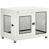 Pet Crate End Table with Water-resistant Cushion or Large Medium Dogs, White