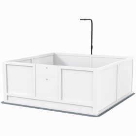 Whelping Box for Dogs with Retractable Light Stand, Waterproof Pad, Rail, Adjustable Height Door, 49" x 47"