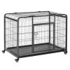 Folding Heavy Duty Dog Crate Heavy Duty Cage for Large Sized Dogs with Double Doors, Lockable Wheels Tray, 43" x 28" x 31"