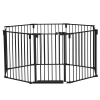 Dog Safety Gate 8-Panel Playpen Fireplace Christmas Tree Steel Fence Stair Barrier Room Divider Black