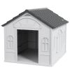 26" Plastic Dog House Outdoor with Air Vents, for Small Medium Dogs, Grey