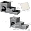 Dog Ramp with Storage Boxes and Condo, 3-step Pet Stairs for High Beds and Couch with Washable Plush Cushion