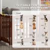 Foldable Dog Gate with Door, 4 Panels Fressstanding Pet Gate, Brown