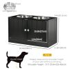 Elevated Dog Bowls for Large Dogs Pet Feeding Station with Stand, Storage, 2 Stainless Steel Food and Water Bowls, Black, 23.6" x 11.8" x 14"