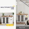 44" Dog Crate Furniture with Double Doors, Storage Drawer, for Medium Dogs, White