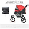 Luxury Pet Stroller Lightweight Dog Cat Travel Carriage with 3-Rubber Wheels, One-click Folding Design, Adjustable Canopy, Zippered Mesh Window Door