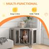 Corner Dog Crate, Furniture Dog Cages with Cushion for Large-Sized Dog, Indoor Use, Walnut Brown