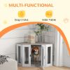 Dog Crate Furniture with Cushion, 41 Inch Corner Design Dog Crate End Table for Medium Dogs, Multi Colour