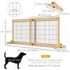 41"-72" Wooden Freestanding Pet Gate with Support Feet, for Small Medium Dogs, Natural