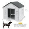 26" Plastic Dog House Outdoor with Air Vents, for Small Medium Dogs, Grey