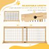 41"-72" Wooden Freestanding Pet Gate with Support Feet, for Small Medium Dogs, Natural