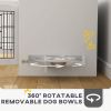 Dog Crate Furniture with 360�� Rotatable Removable Dog Bowls, Two Doors, for Medium Dogs, 31.5" x 24" x 25", White