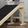 Pet Ramp Bed Steps for Dogs Cats Non-slip Carpet Top Platform Pine Wood 59"L x 16"W x 20"H Natural Wood