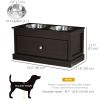 Elevated Dog Bowls with Storage Drawer for Large Dogs, Coffee