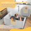 Whelping Box for Dogs with Retractable Light Stand, Waterproof Pad, Rail, Adjustable Height Door, 49" x 47"