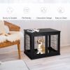 26" Wooden Dog Cage with Double Door Entrance & Simple Modern Design, Black