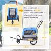 2-in-1 Small Dog Bike Trailer and Bike Stroller with Hitch, Bicycle Trailer Sidecar Bike Wagon Cart Carrier Attachment for Travel, Blue