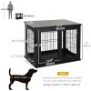26" Wooden Dog Cage with Double Door Entrance & Simple Modern Design, Black