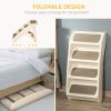 4-Level Portable Dog Stairs, Foldable Dog Steps for Small Dogs, Lightweight Cat Steps, with Nonslip Soft Mats, for High Bed, Sofa, Beige