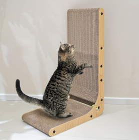 Large Size Cat Scratching Board, 23.6 Inch L Shape Cat Scratching Pad Wall Mounted, Cat Scratching Board With Ball Toy For Indoor Cats To Play (Option: Cat scratching post)