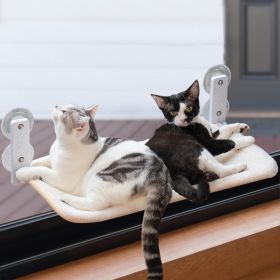 MEWOOFUN Cat Window Perch - Foldable Steel Frame Hammock With Removable Mat For Indoor Cats, Large White Window Seat, Supports 25 Lbs (Option: WP103)