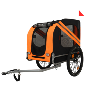 Large Folding Bike Trailer For Dogs  120LB Capacity All-Terrain Pet Carrier, Durable Steel Frame For Cycling, Jogging, Camping  Outdoor Adventure (Option: BlackOrange)
