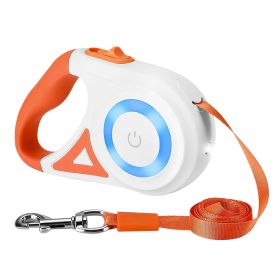 16FT Retractable Dog Leash Extendable Pet Leash Dog Walking Leash with Flashlight RGB Light 2 Rolls of Waste Bags Dispenser Fit for 66-110lbs (Option: DogLeashOrange)