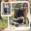 Dog Stroller, One-click Folding Pet Stroller with Cup Holder, 4 Wheels Travel Carrier w/ Brakes, 360° Swiveling Front Wheels, Storage Basket