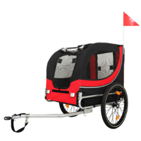 Large Folding Bike Trailer For Dogs  120LB Capacity All-Terrain Pet Carrier, Durable Steel Frame For Cycling, Jogging, Camping  Outdoor Adventure (Option: Black Red)